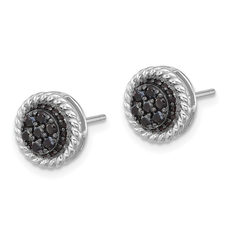 Sterlingsilber Rhodiniert Poliert/twisted Schwarz Spinell Kreis Stecker Ohrring