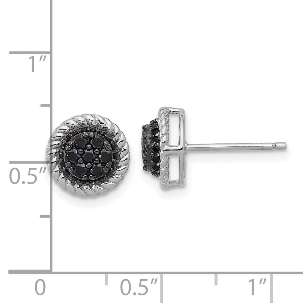 Sterlingsilber Rhodiniert Poliert/twisted Schwarz Spinell Kreis Stecker Ohrring