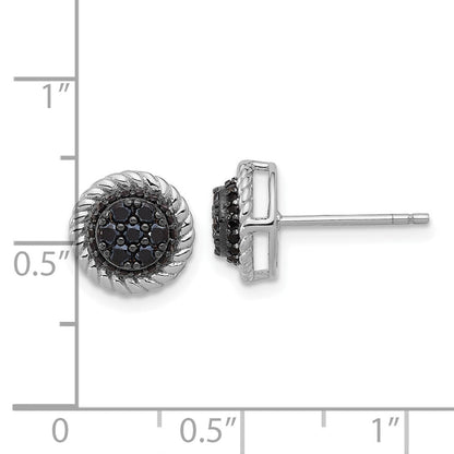 Sterlingsilber Rhodiniert Poliert/twisted Schwarz Spinell Kreis Stecker Ohrring