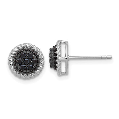 Sterlingsilber Rhodiniert Poliert/twisted Schwarz Spinell Kreis Stecker Ohrring
