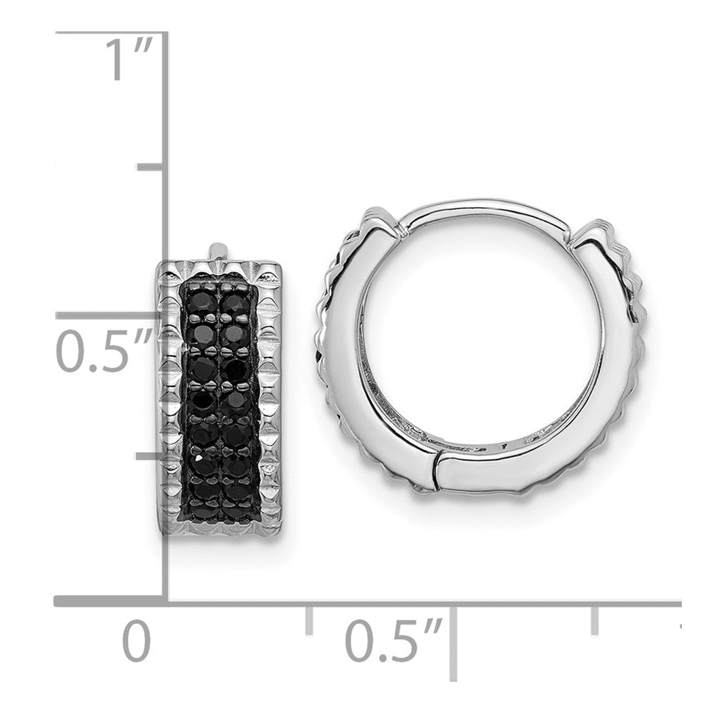 Sterlingsilber Rhodiniert Poliert/studded Schwarz Spinell Klappbar Creolen