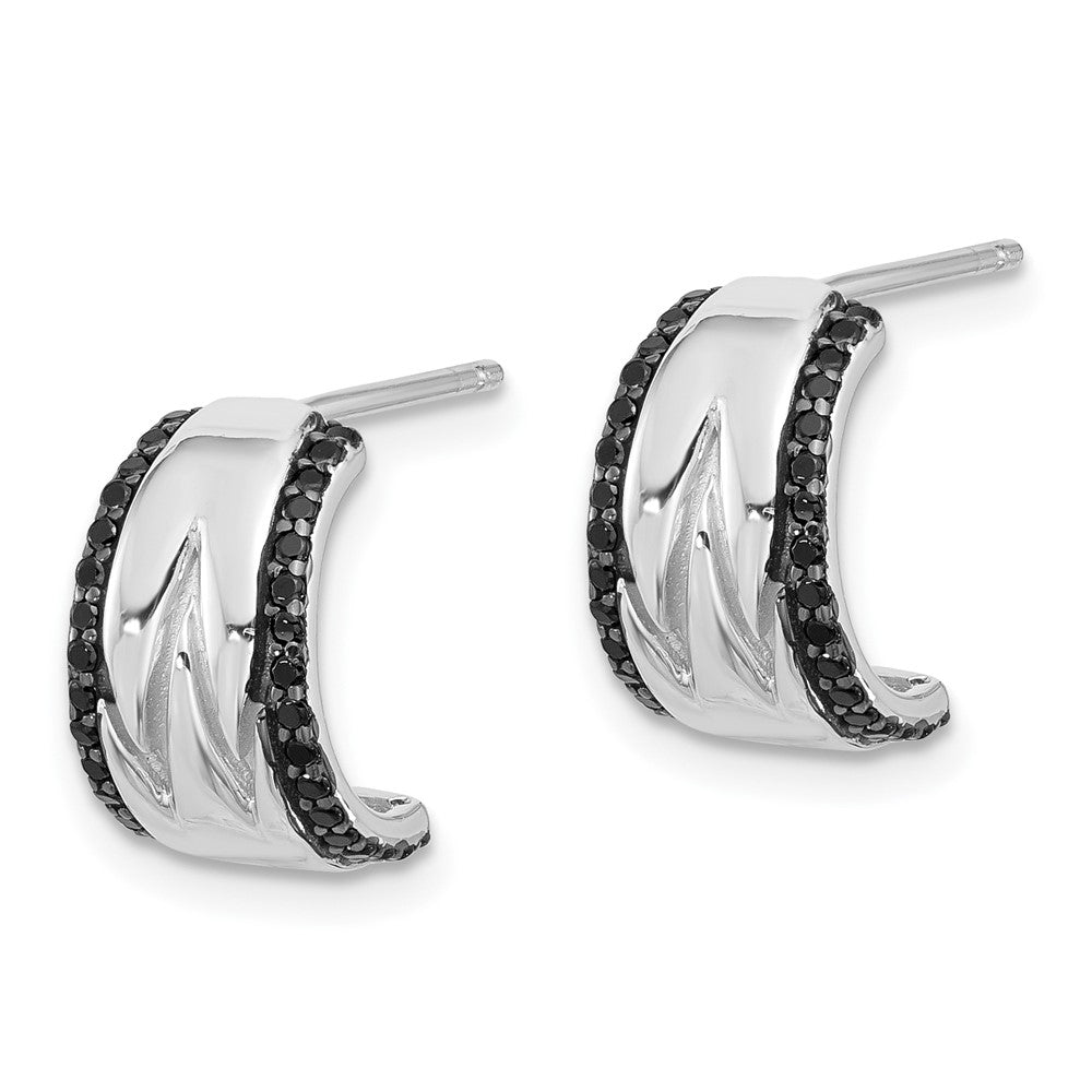 Sterlingsilber Rhodiniert Poliert Schwarz Spinell Stecker C- Creolen