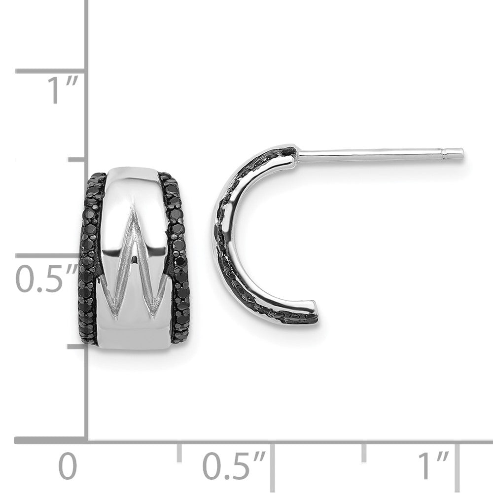 Sterlingsilber Rhodiniert Poliert Schwarz Spinell Stecker C- Creolen