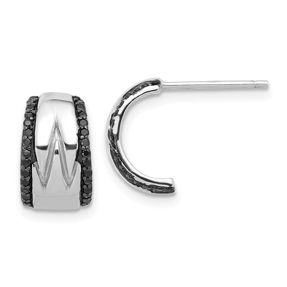 Sterlingsilber Rhodiniert Poliert Schwarz Spinell Stecker C- Creolen