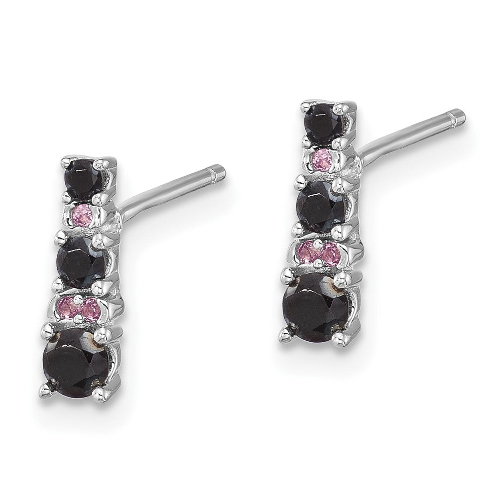 Sterlingsilber Rhodiniert Schwarz Spinell/created Weiß Saphir Ohrstecker