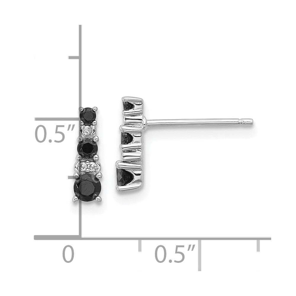 Sterlingsilber Rhodiniert Schwarz Spinell/created Weiß Saphir Ohrstecker