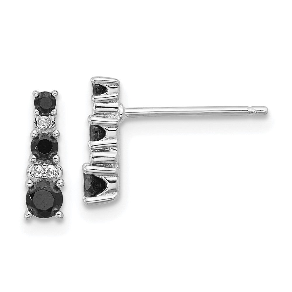 Sterlingsilber Rhodiniert Schwarz Spinell/created Weiß Saphir Ohrstecker