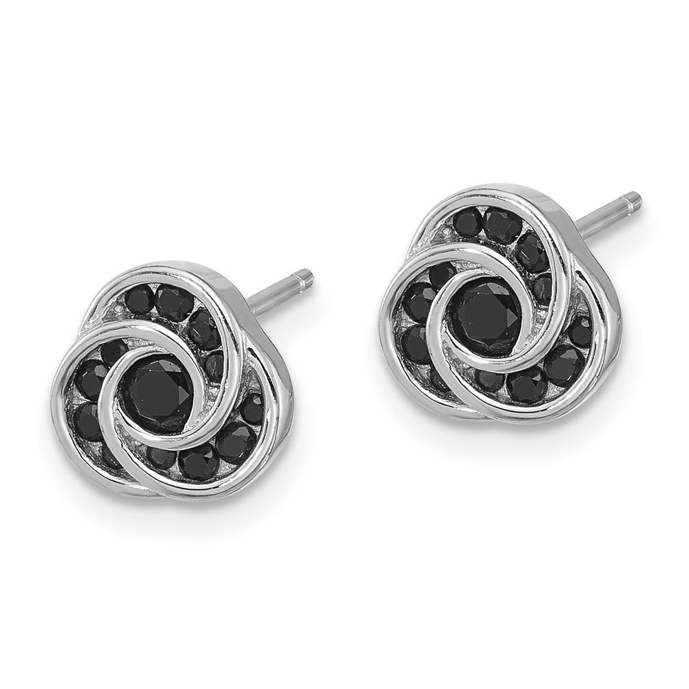 Sterlingsilber Rhodiniert Poliert Schwarz Spinell Liebe Knoten Ohrstecker