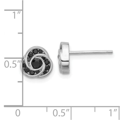 Sterlingsilber Rhodiniert Poliert Schwarz Spinell Liebe Knoten Ohrstecker