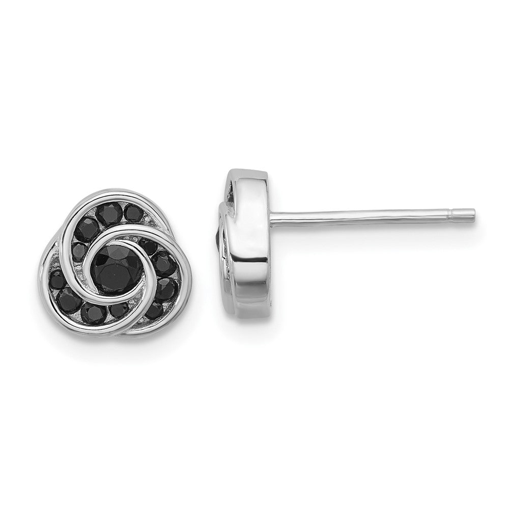 Sterlingsilber Rhodiniert Poliert Schwarz Spinell Liebe Knoten Ohrstecker