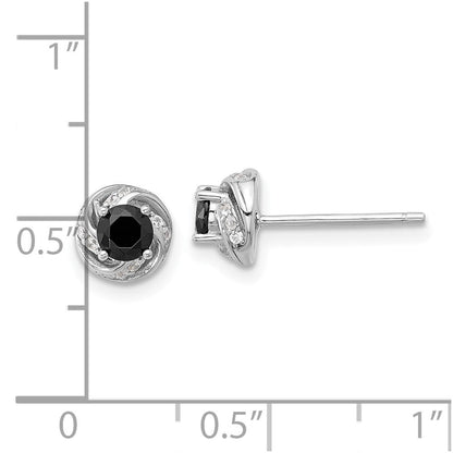 Sterlingsilber Rhodiniert Schwarz Spinell & Weiß Zircon Ohrstecker