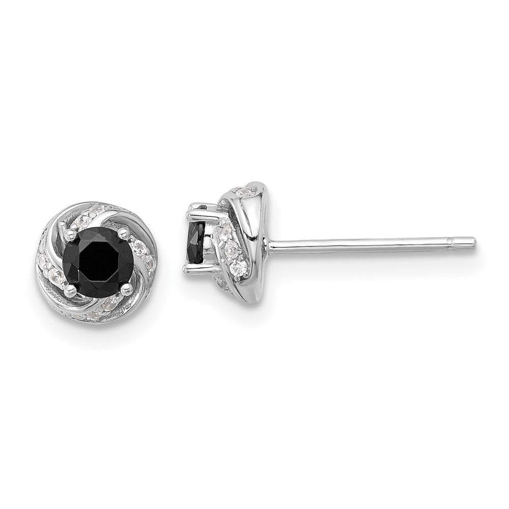 Sterlingsilber Rhodiniert Schwarz Spinell & Weiß Zircon Ohrstecker