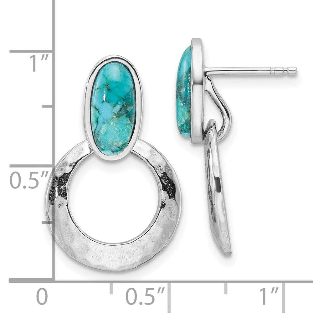 Sterlingsilber Rhodiniert Recon. Türkis Stecker Ohrhänger
