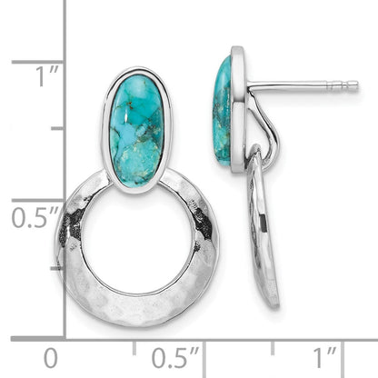 Sterlingsilber Rhodiniert Recon. Türkis Stecker Ohrhänger