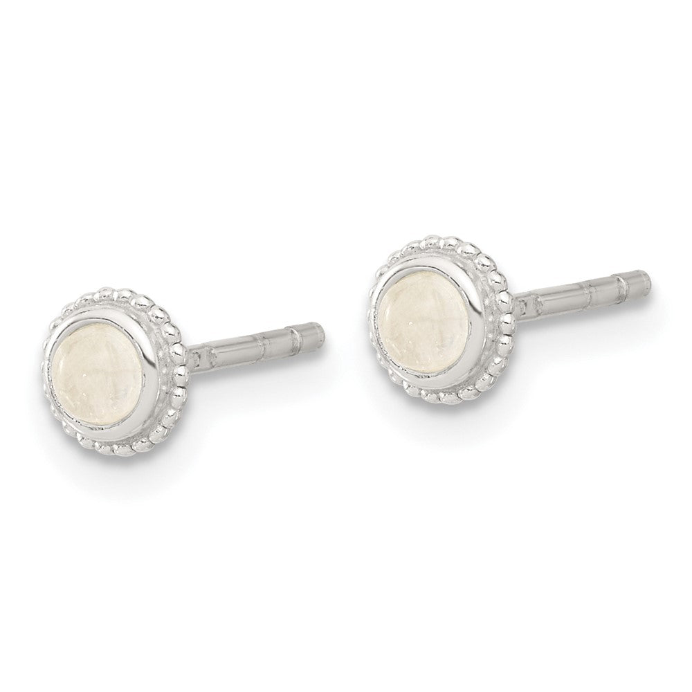 Sterlingsilber E-coated Poliert Gekugelt Rund Moonstone Ohrstecker