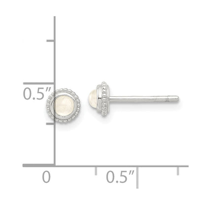 Sterlingsilber E-coated Poliert Gekugelt Rund Moonstone Ohrstecker