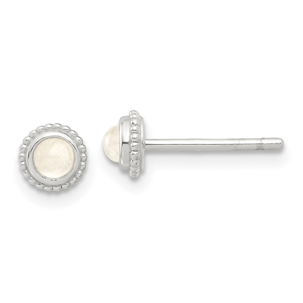 Sterlingsilber E-coated Poliert Gekugelt Rund Moonstone Ohrstecker