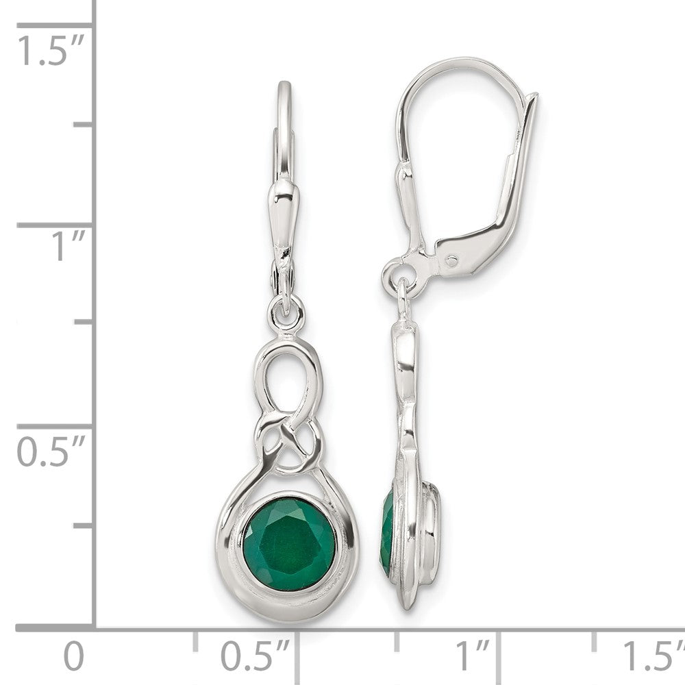 Sterlingsilber Poliert Grün Onyx Knoten Brisur Ohrhänger