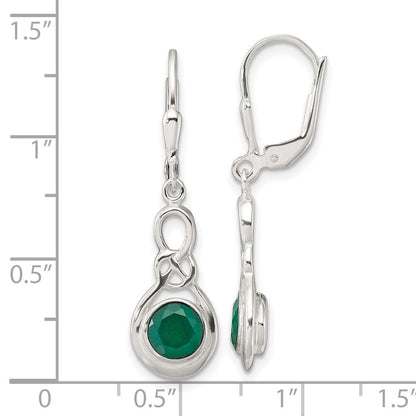 Sterlingsilber Poliert Grün Onyx Knoten Brisur Ohrhänger
