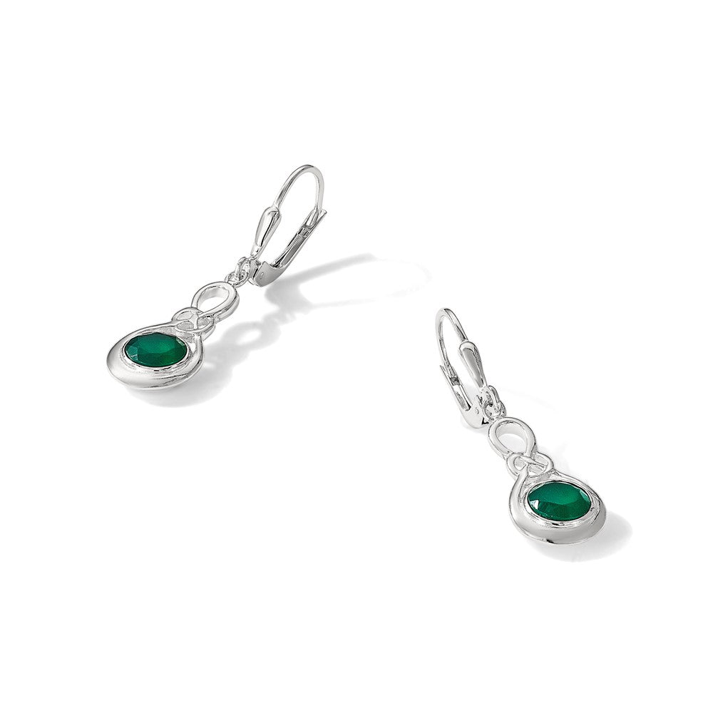 Sterlingsilber Poliert Grün Onyx Knoten Brisur Ohrhänger