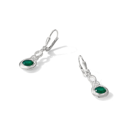 Sterlingsilber Poliert Grün Onyx Knoten Brisur Ohrhänger