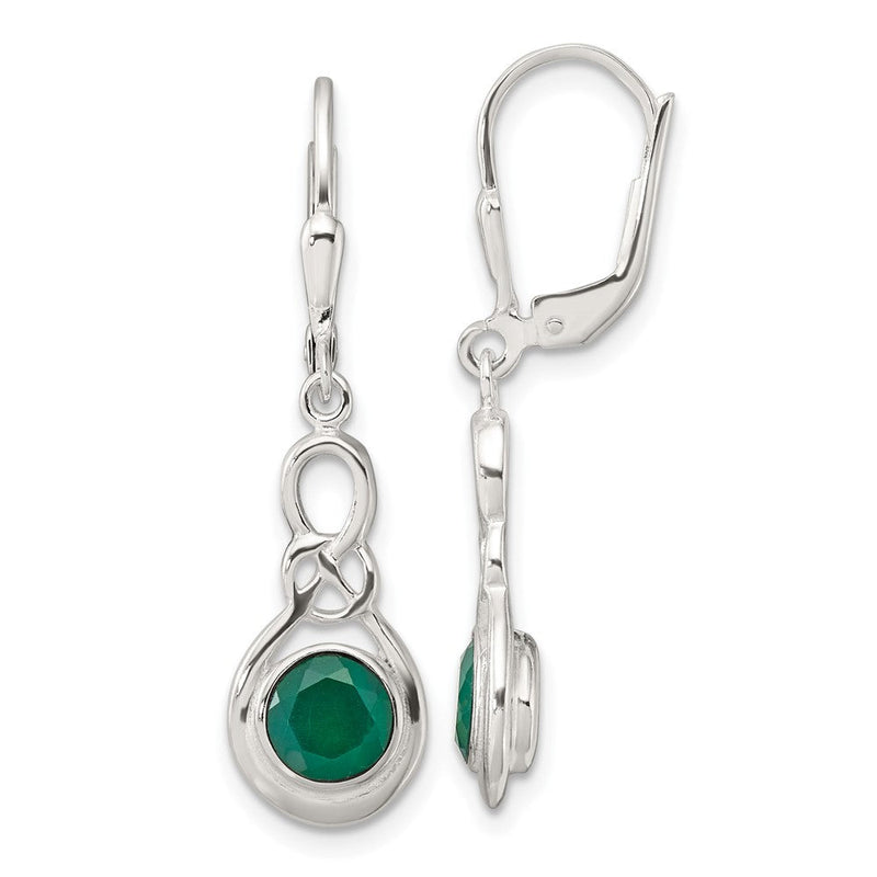 Sterlingsilber Poliert Grün Onyx Knoten Brisur Ohrhänger