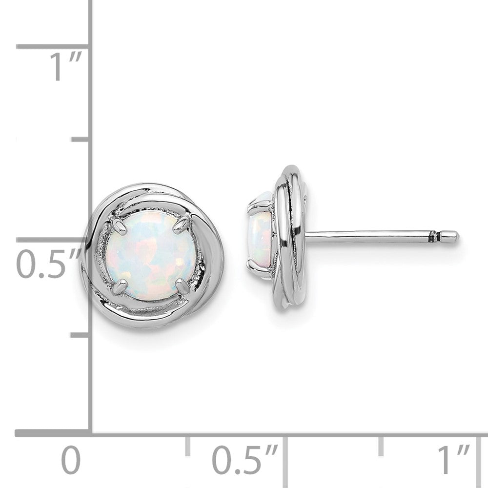 Sterlingsilber Rhodiniert Poliert Erzeugt Opal Wirbel Kreis Stecker Ohrring
