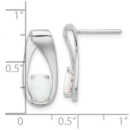 Sterlingsilber Rhodiniert Poliert Erzeugt Opal Oval Ohrstecker