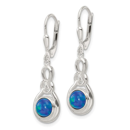 Sterlingsilber Poliert Blau Opal Knoten Brisur Ohrhänger