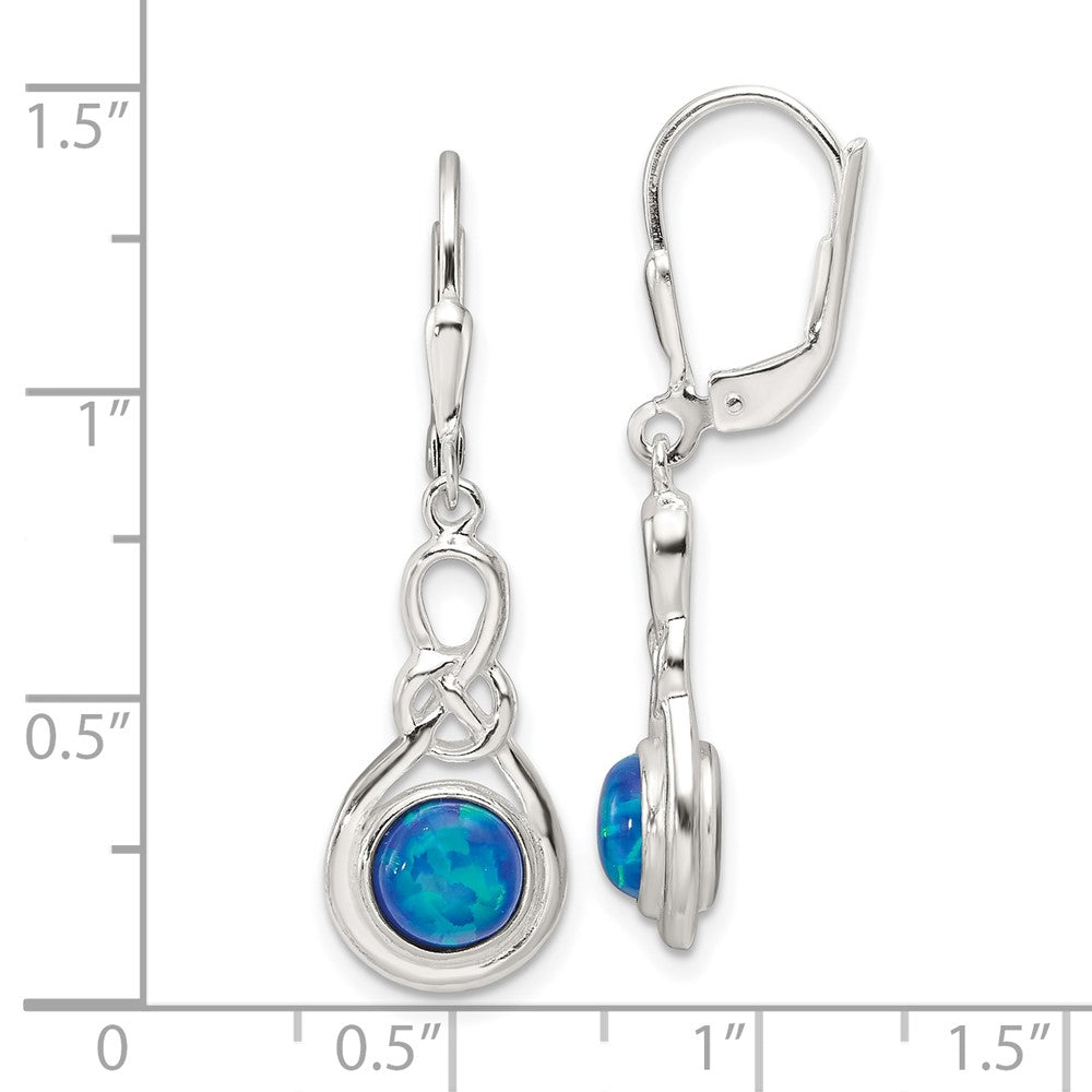 Sterlingsilber Poliert Blau Opal Knoten Brisur Ohrhänger