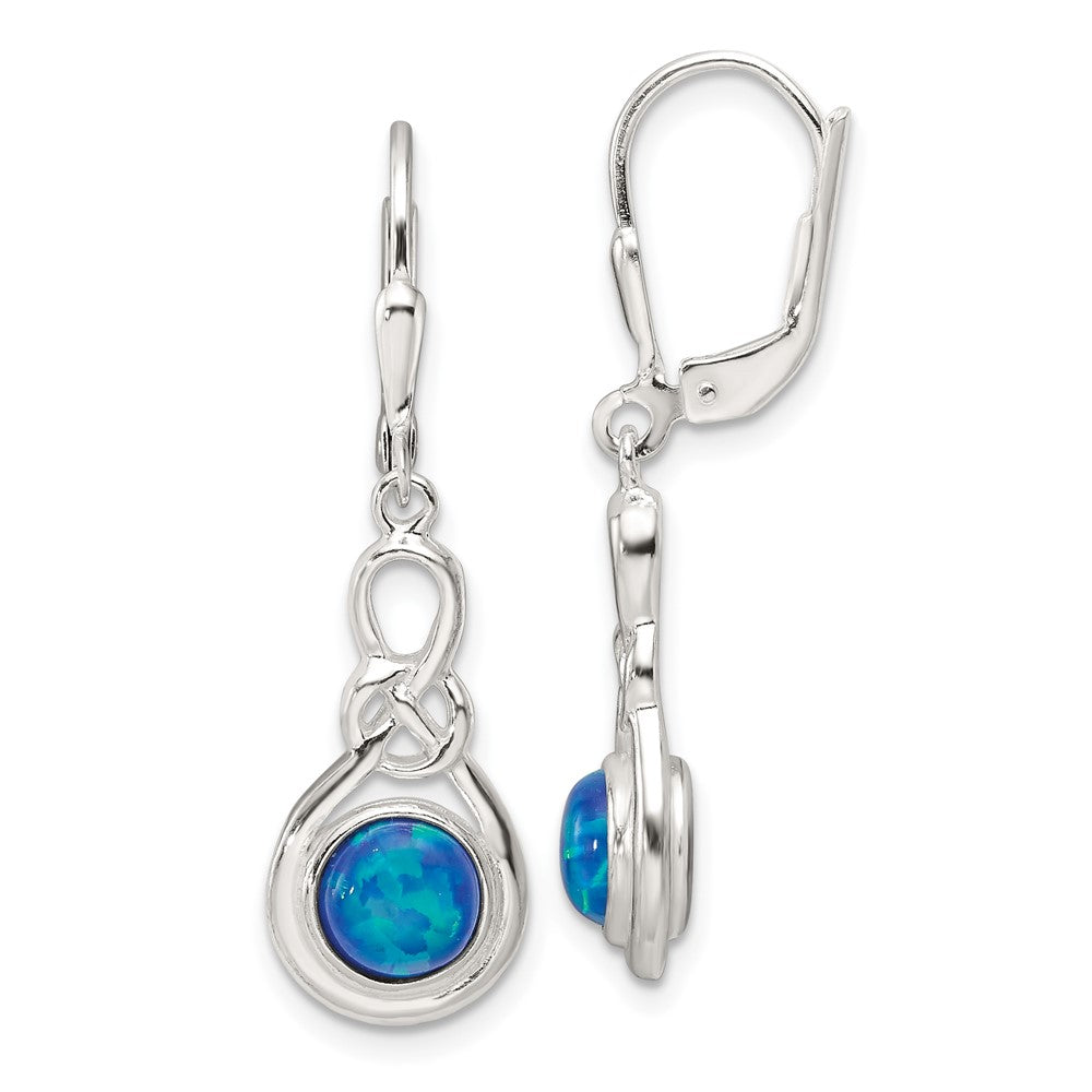Sterlingsilber Poliert Blau Opal Knoten Brisur Ohrhänger
