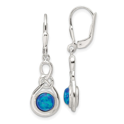 Sterlingsilber Poliert Blau Opal Knoten Brisur Ohrhänger