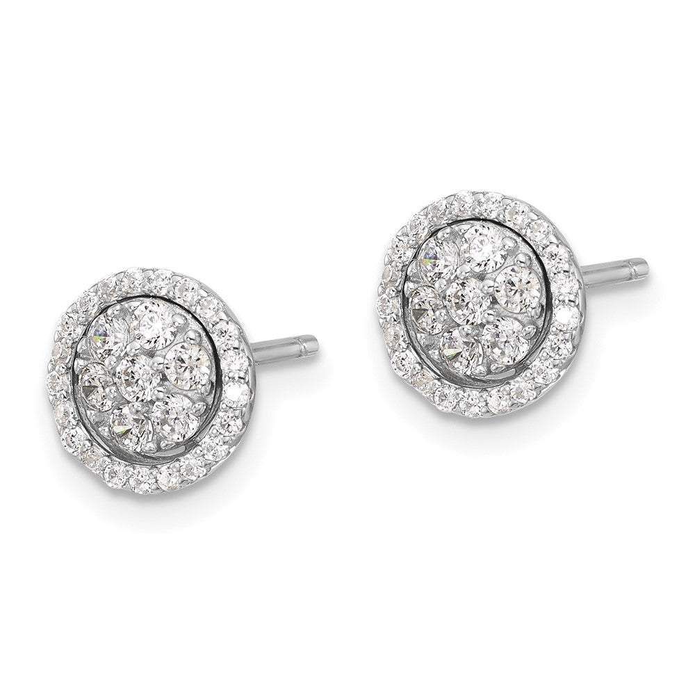 Sterlingsilber Rhodiniert Zirkonia Cluster mit Heiligenschein Jacke Ohrstecker