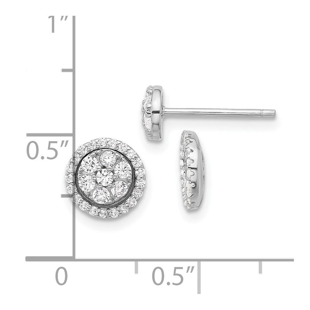 Sterlingsilber Rhodiniert Zirkonia Cluster mit Heiligenschein Jacke Ohrstecker