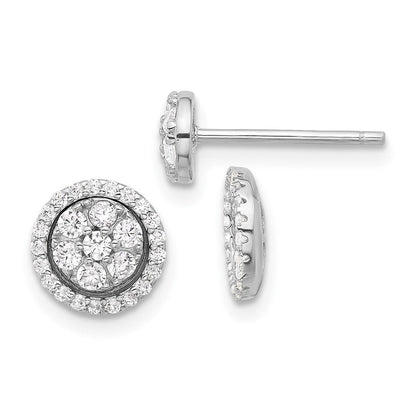 Sterlingsilber Rhodiniert Zirkonia Cluster mit Heiligenschein Jacke Ohrstecker