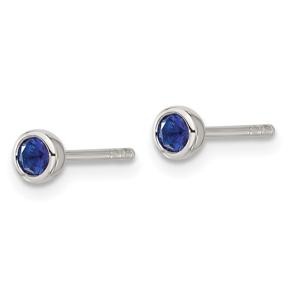 Sterlingsilber E-coated Poliert Dunkel Blau Zirkonia Zargenfassung Ohrstecker