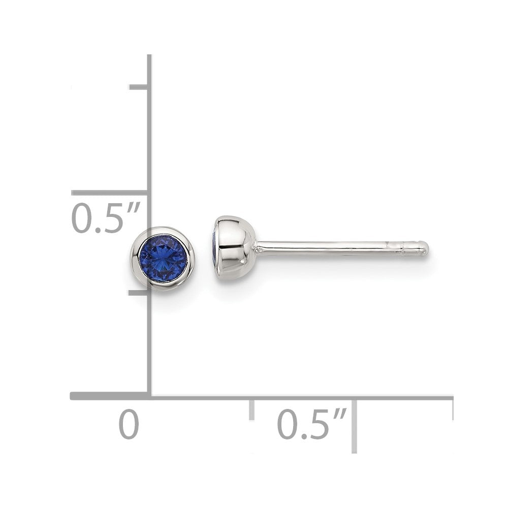 Sterlingsilber E-coated Poliert Dunkel Blau Zirkonia Zargenfassung Ohrstecker