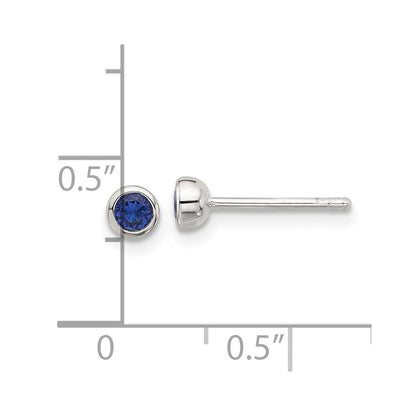 Sterlingsilber E-coated Poliert Dunkel Blau Zirkonia Zargenfassung Ohrstecker