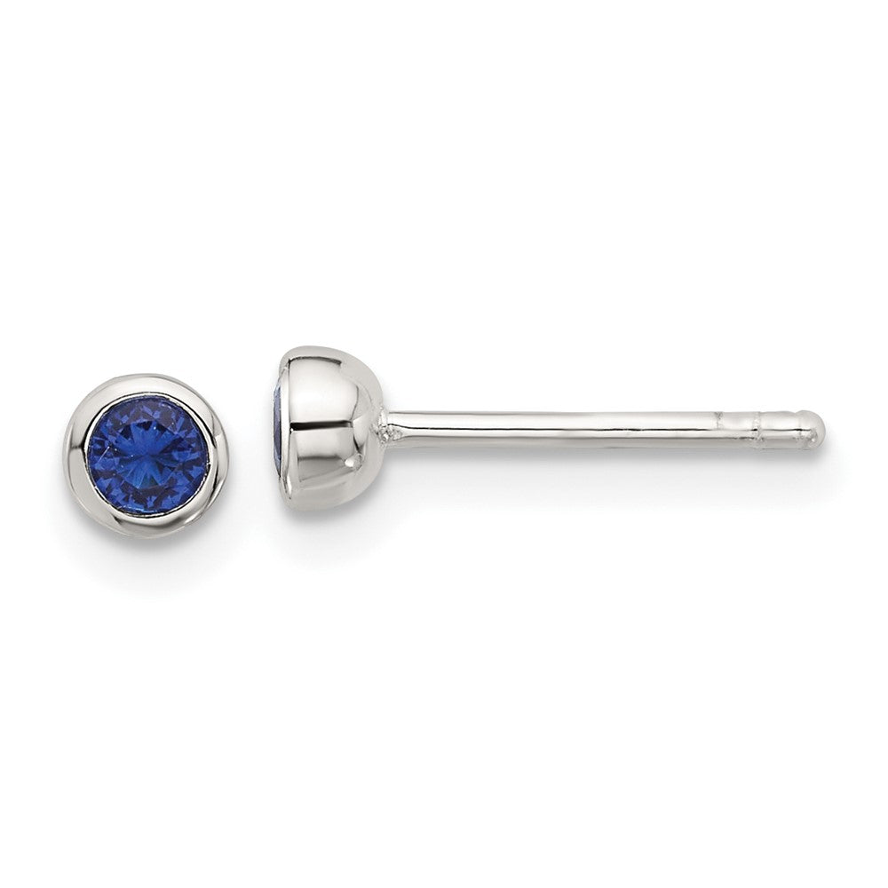 Sterlingsilber E-coated Poliert Dunkel Blau Zirkonia Zargenfassung Ohrstecker