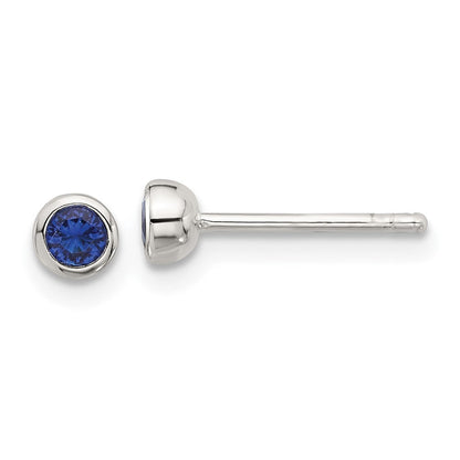 Sterlingsilber E-coated Poliert Dunkel Blau Zirkonia Zargenfassung Ohrstecker