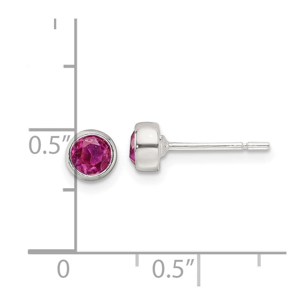 Sterlingsilber Poliert Rosa 4mm Zirkonia Rund Zargenfassung Ohrstecker