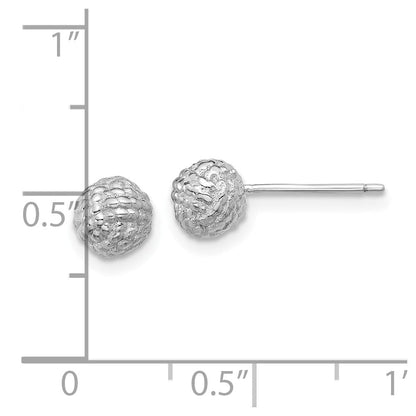 Sterlingsilber Rhodiniert Poliert / Strukturiert 6mm Liebe Knoten Ohrstecker