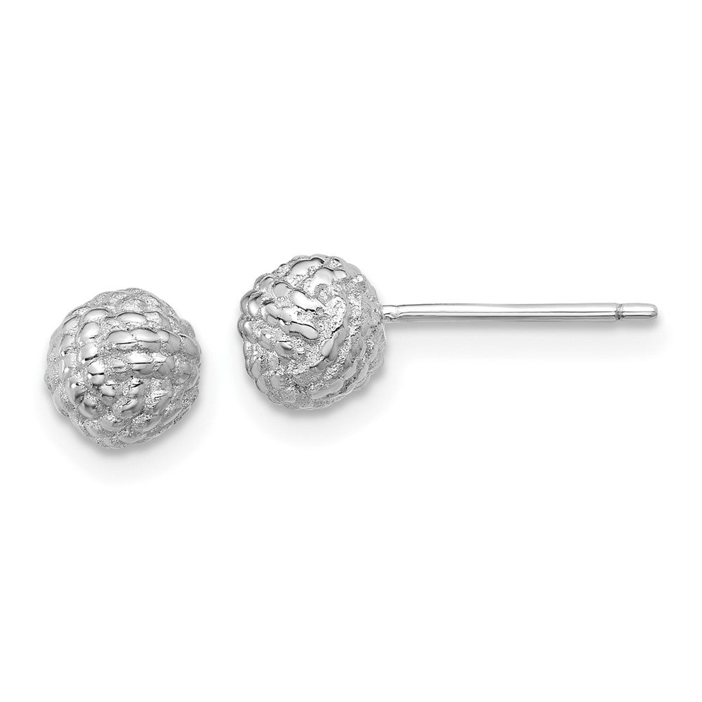 Sterlingsilber Rhodiniert Poliert / Strukturiert 6mm Liebe Knoten Ohrstecker