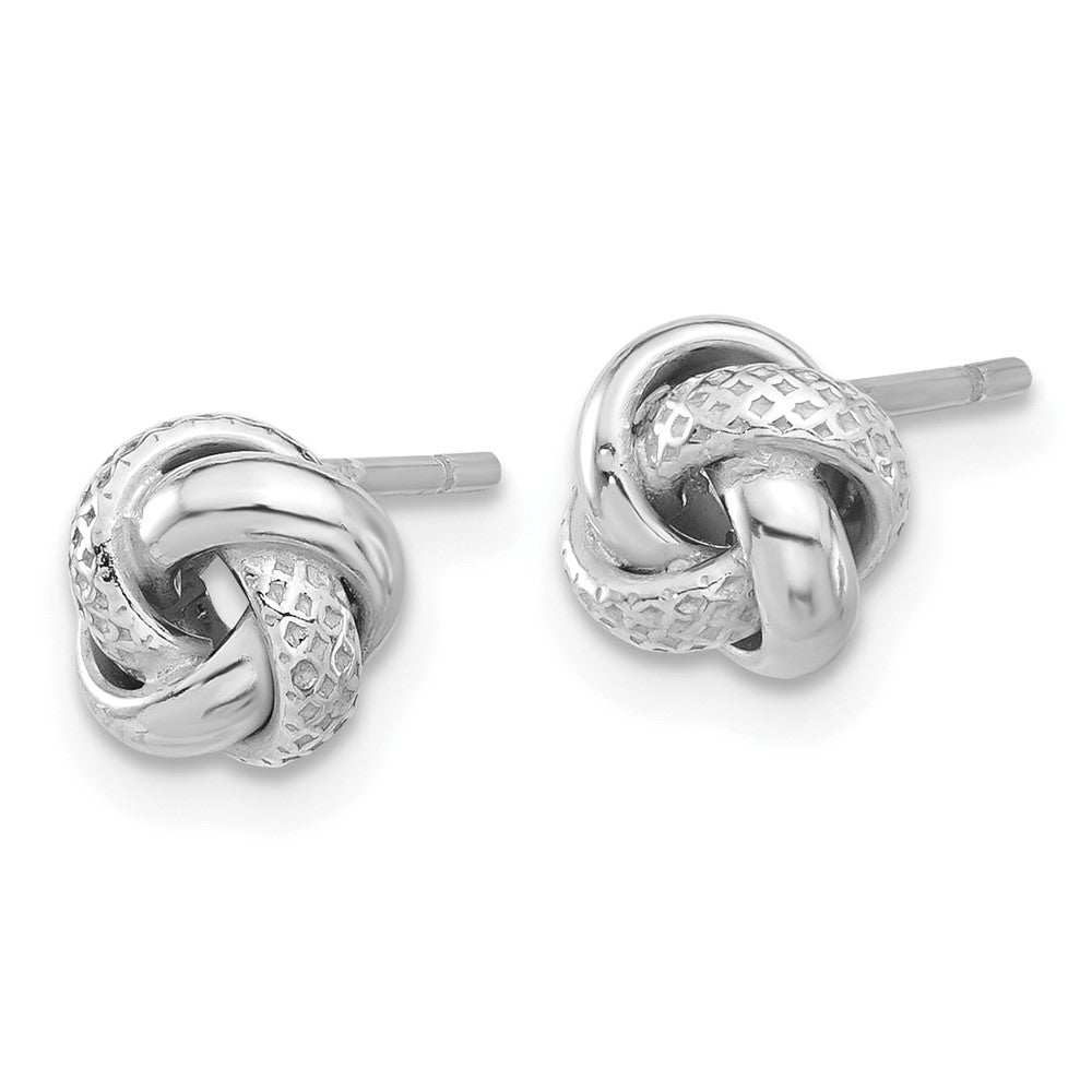 Sterlingsilber Rhodiniert Poliert/textured Liebe Knoten Ohrstecker