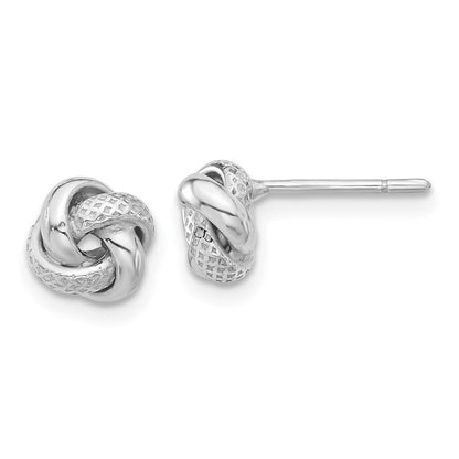Sterlingsilber Rhodiniert Poliert/textured Liebe Knoten Ohrstecker