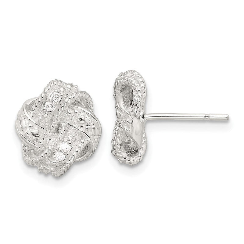 Sterlingsilber Poliert und Strukturiert.04ct Diamant Liebe Knoten Ohrstecker