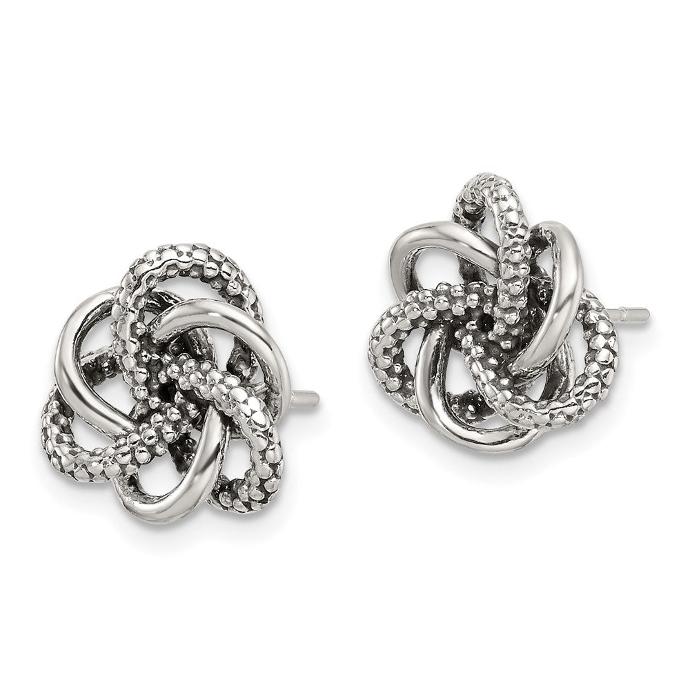 Sterlingsilber Antikisiert und Poliert Liebe Knoten Ohrstecker