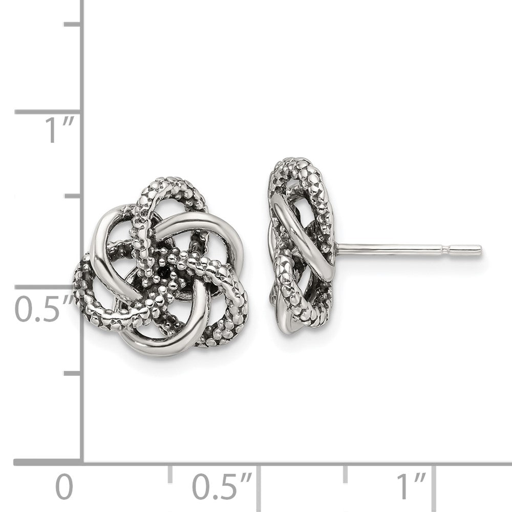 Sterlingsilber Antikisiert und Poliert Liebe Knoten Ohrstecker