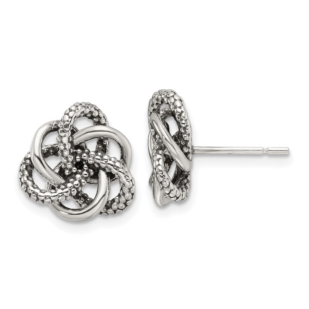 Sterlingsilber Antikisiert und Poliert Liebe Knoten Ohrstecker