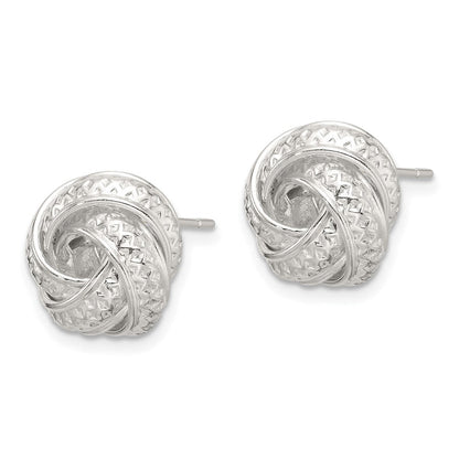 Sterlingsilber Poliert und Strukturiert Liebe Knoten Ohrstecker